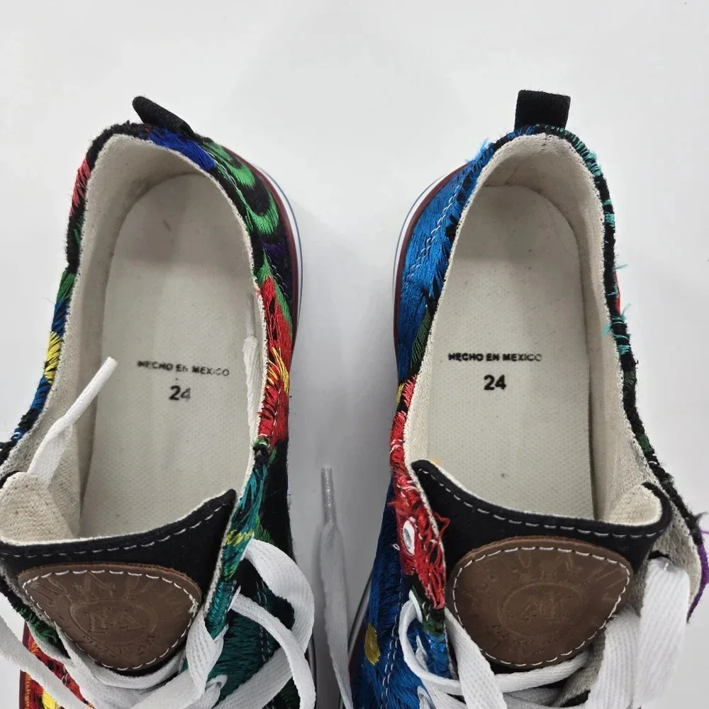 Ladies Hand Embroidered colorful floral sneaker shoes made in Mexico